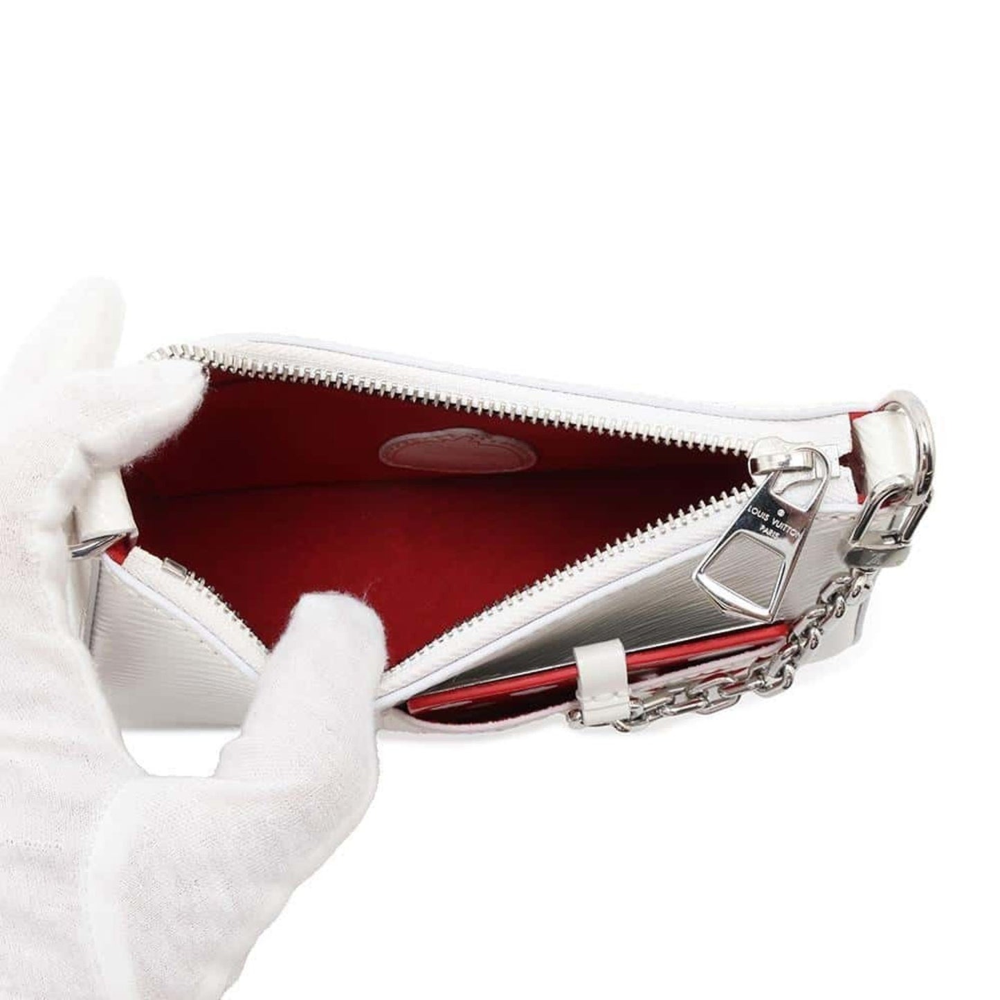 Louis Vuitton Blanc Red Color White Epi Leather Handbag Pouch Shoulder Bag
