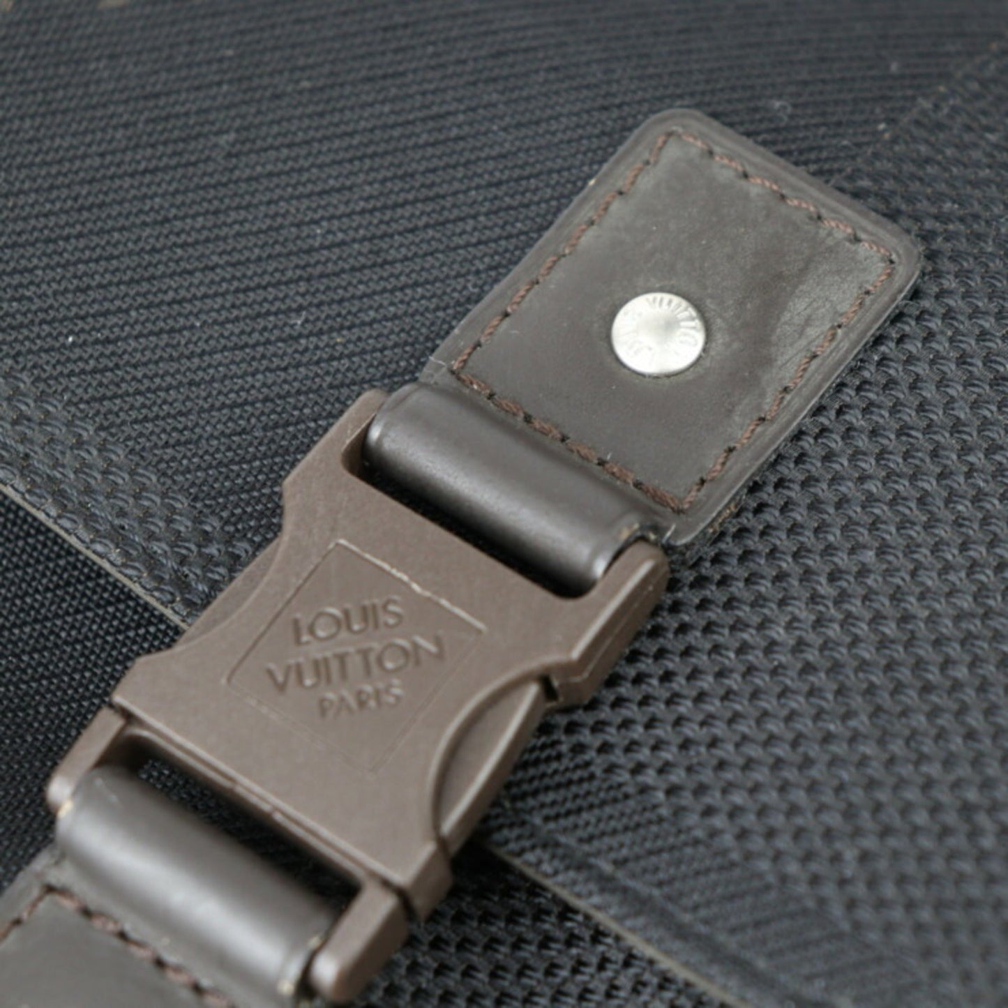 Louis Vuitton Black Damier Canvas Leather Messenger Bag Shoulder Bag