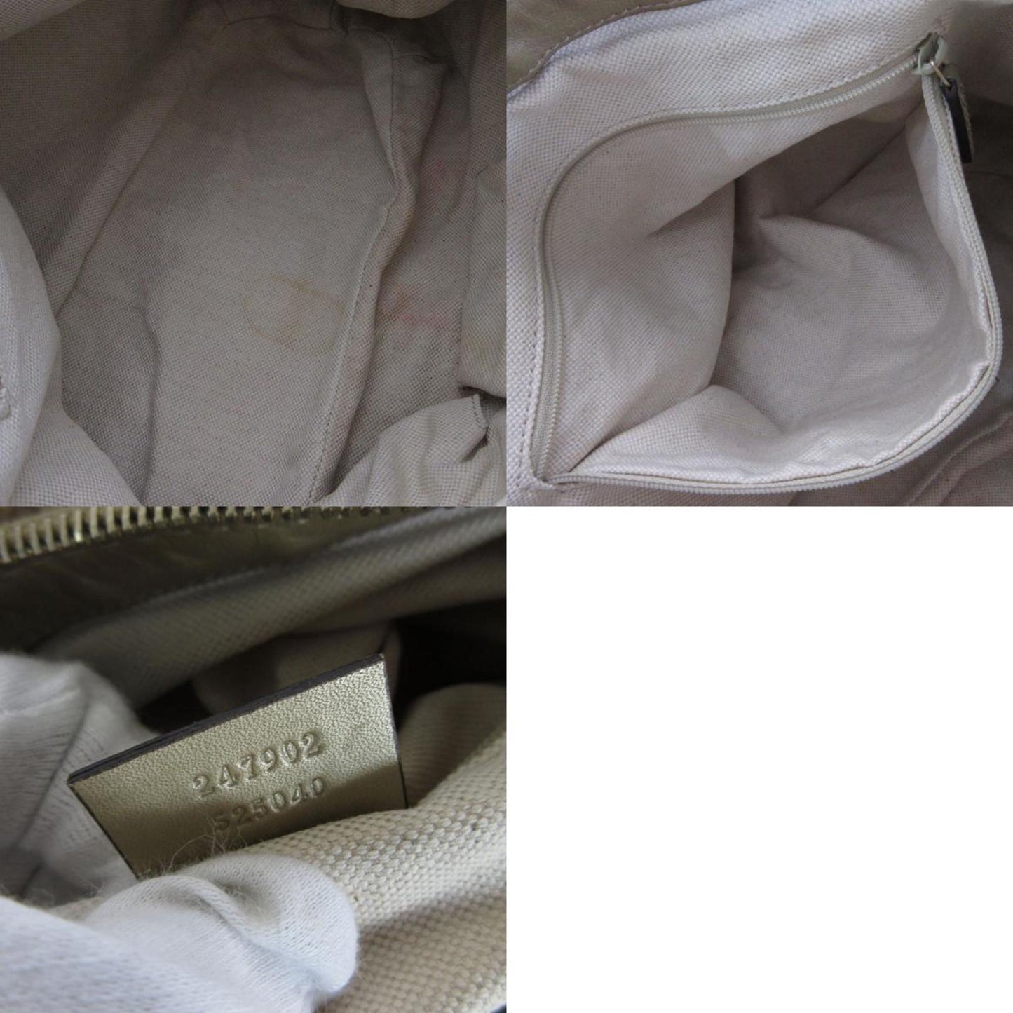 Gucci Beige Gold Canvas Leather Handbag