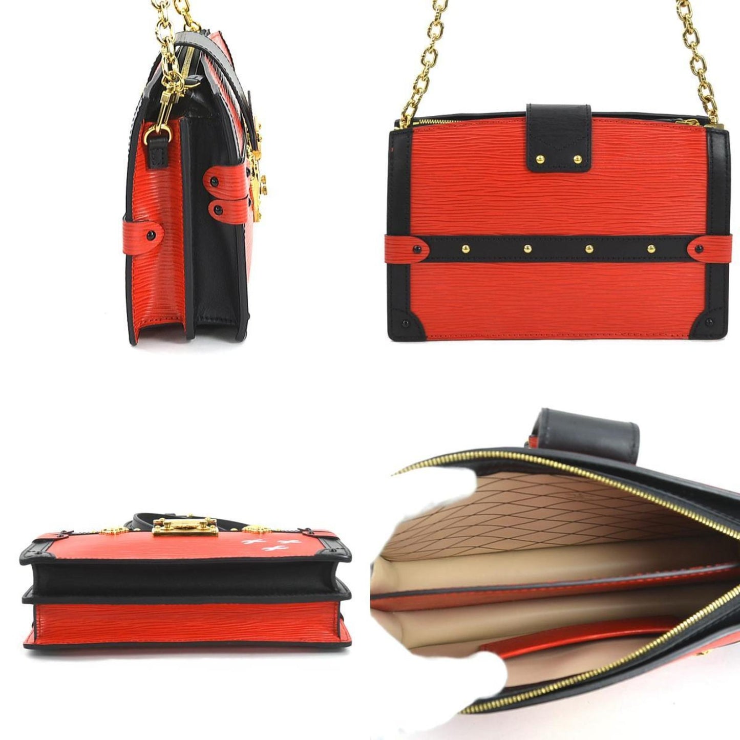 Louis Vuitton Black Red Color Epi Leather Clutch Bag Shoulder Bag