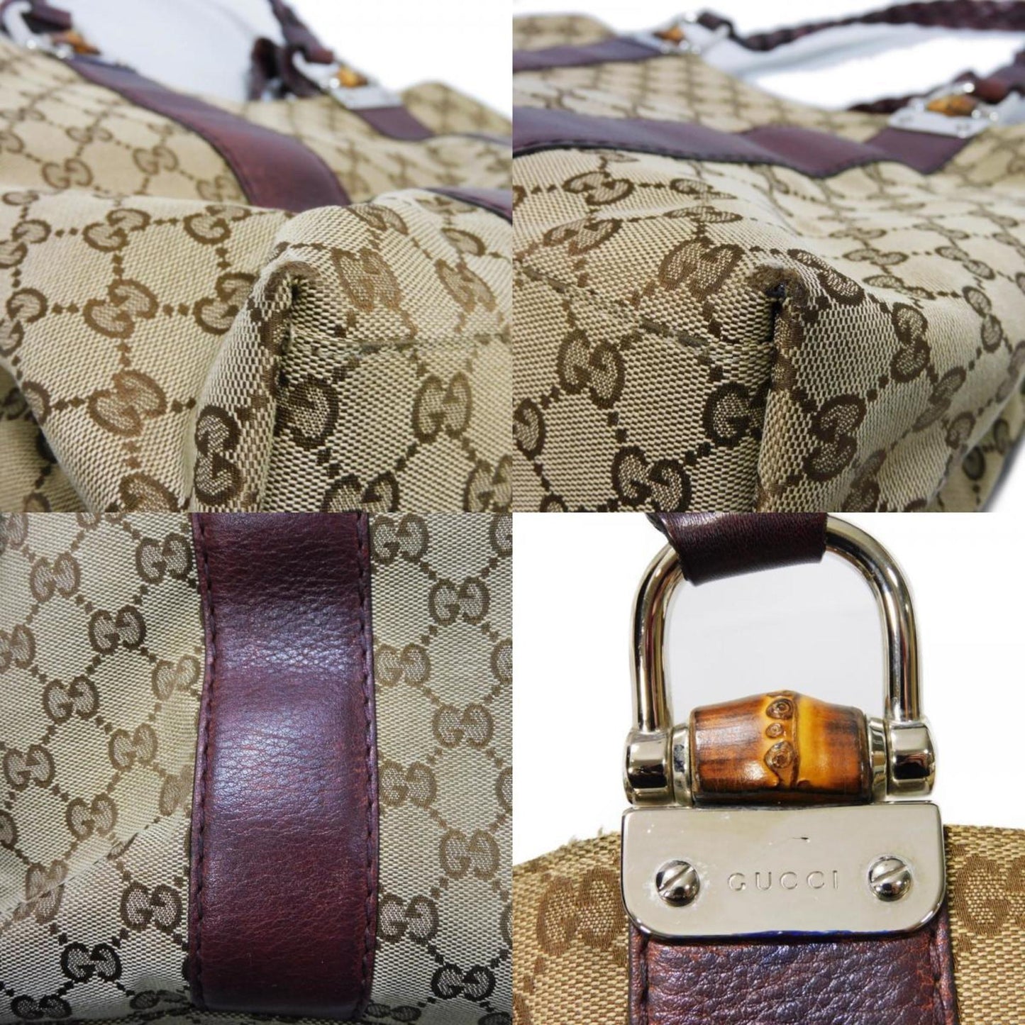 Gucci Beige Brown Gg Canvas Handbag Tote Bag