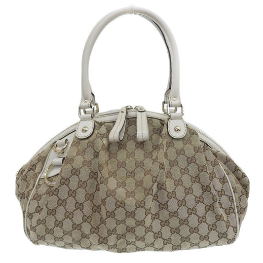 Gucci Gg Canvas Beige Gg Canvas Leather Handbag Tote Bag ()