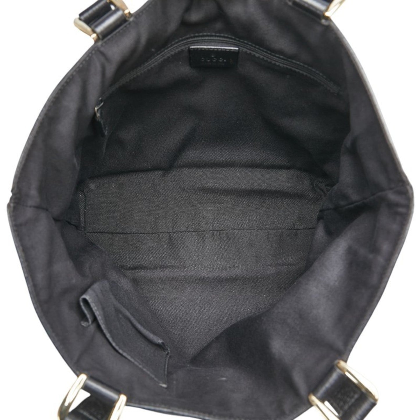 Gucci Black Canvas Leather Handbag Tote Bag