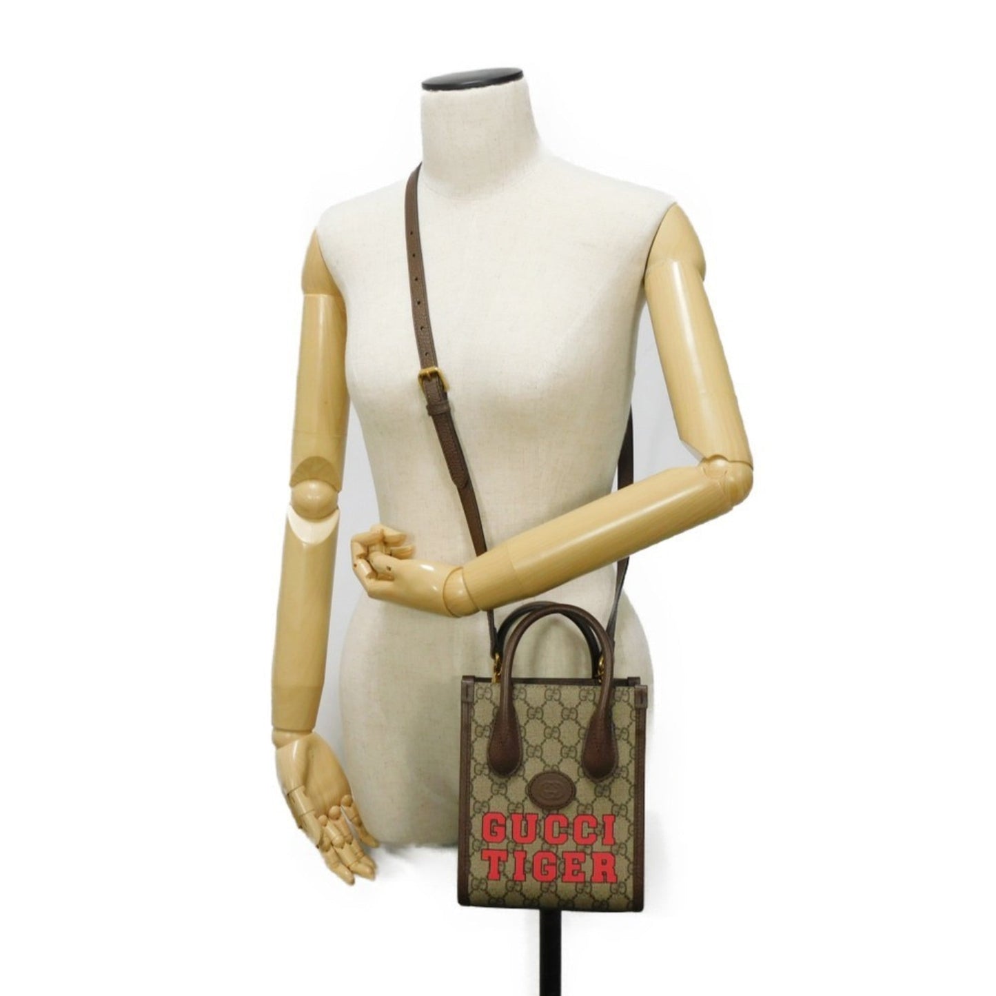 Gucci Beige Gg Supreme Canvas Elastane Leather Shoulder Bag Tote Bag