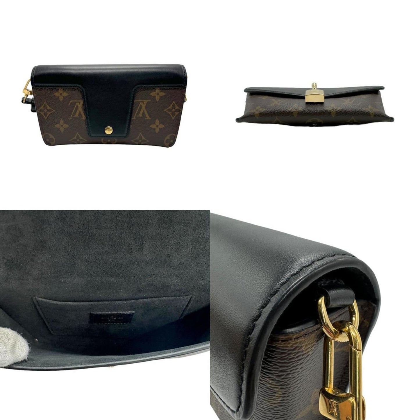 Louis Vuitton Black Brown Monogram Leather Shoulder Bag