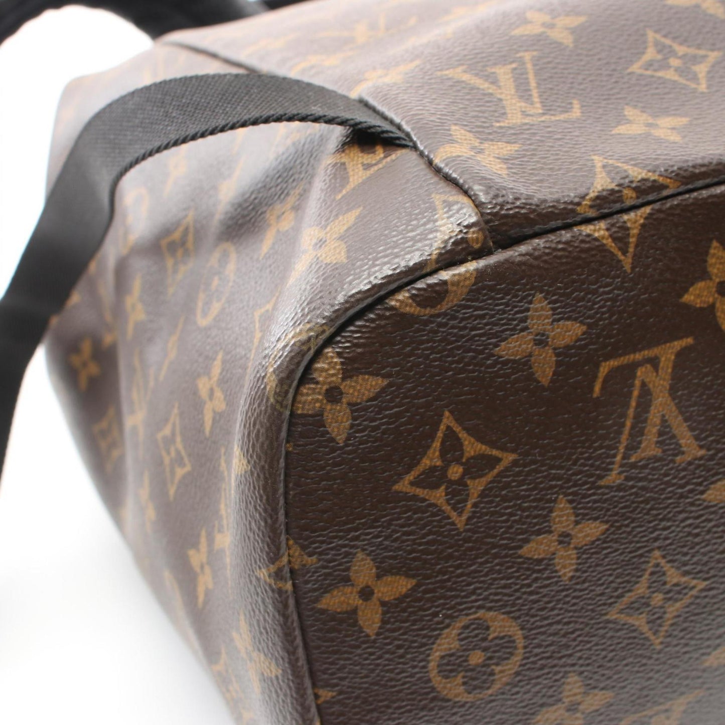 Louis Vuitton Black Brown Coated Canvas Leather Backpack