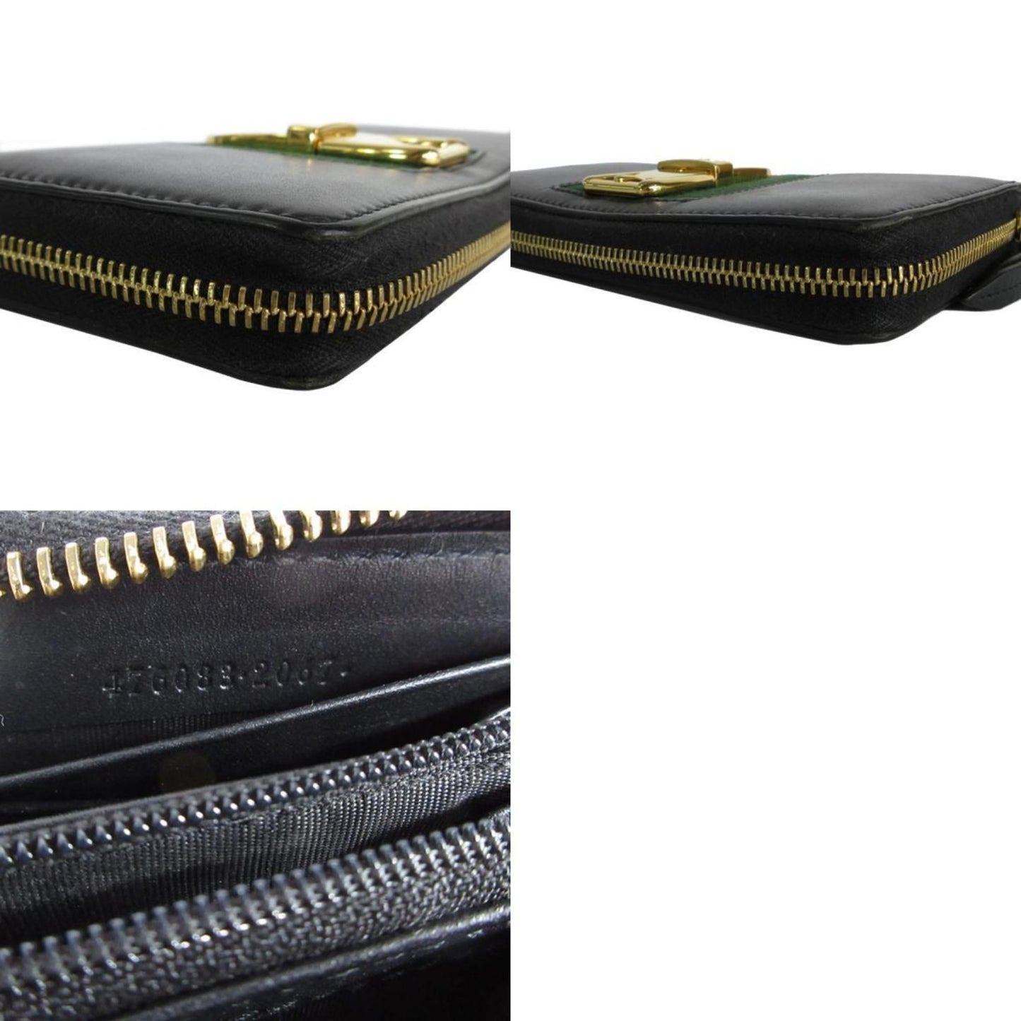Gucci Black Gold Metal Leather Coin Purse/Coin Case