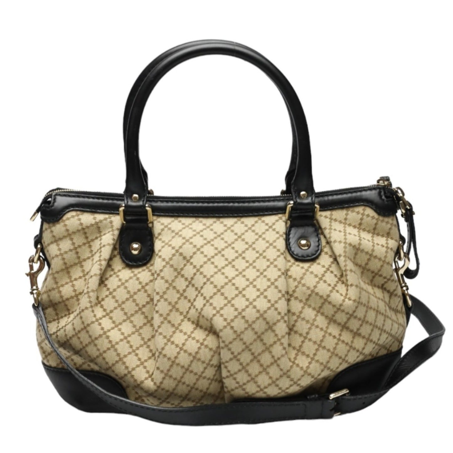 Gucci Beige Black Canvas Shoulder Bag ()