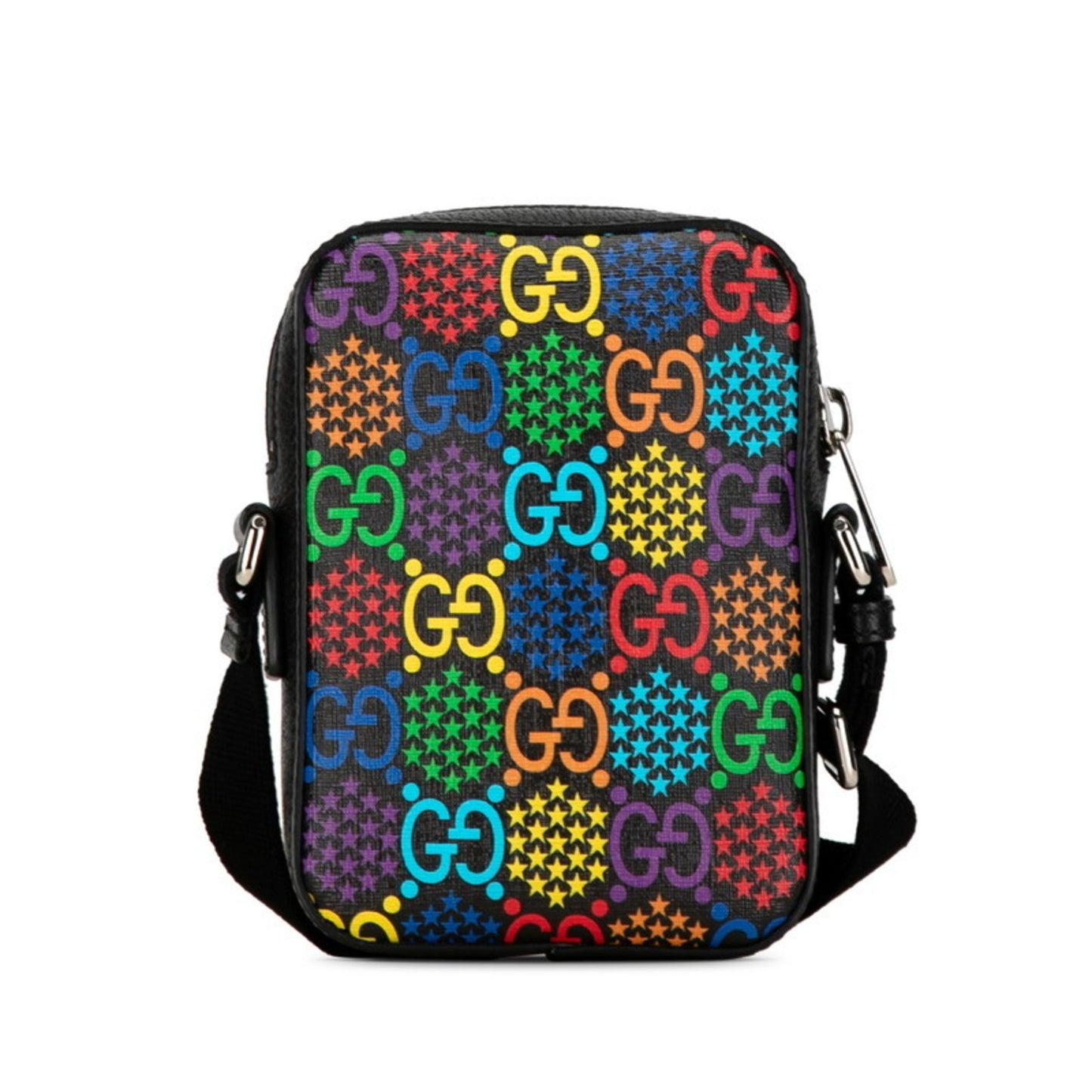 Gucci Black Multi-Color Pvc Leather Shoulder Bag