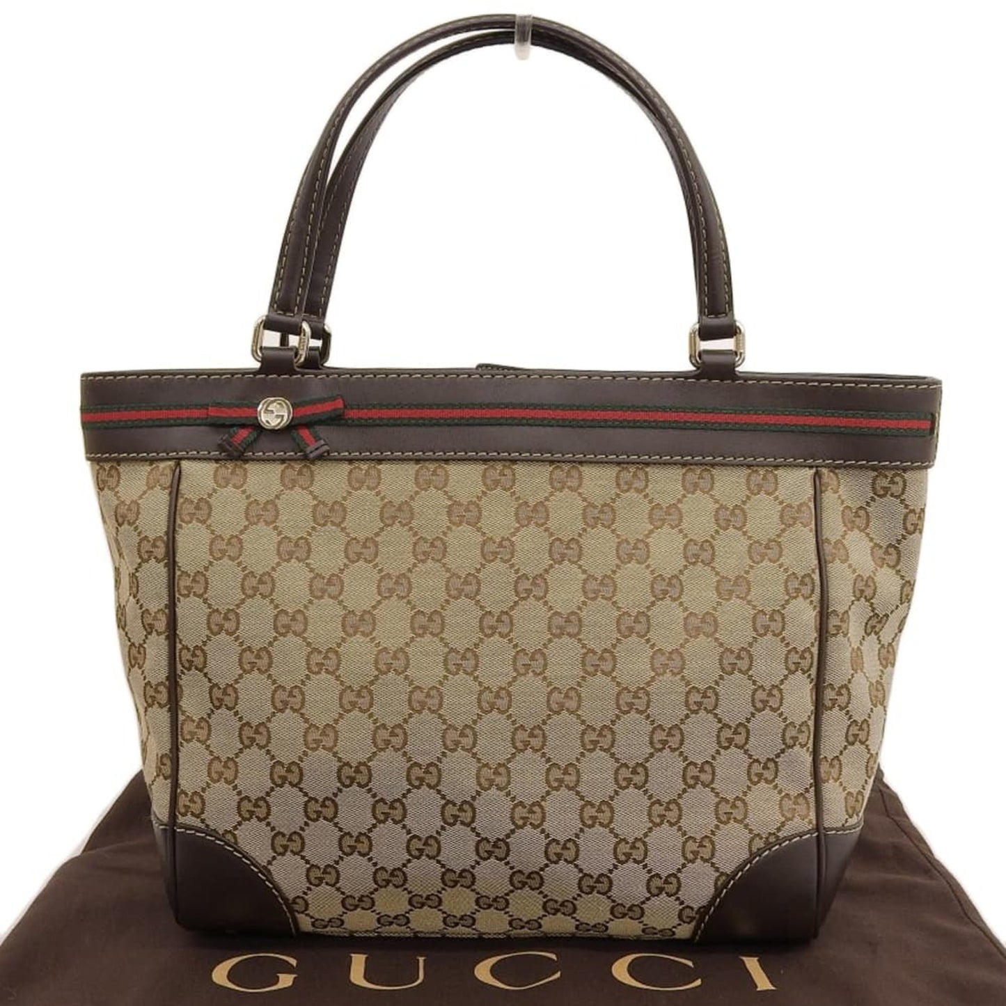Gucci Beige Brown Gg Canvas Handbag Tote Bag ()