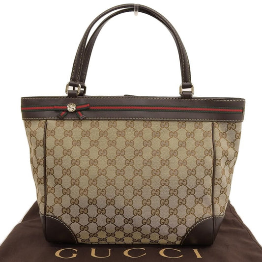 Gucci Beige Brown Gg Canvas Handbag Tote Bag ()