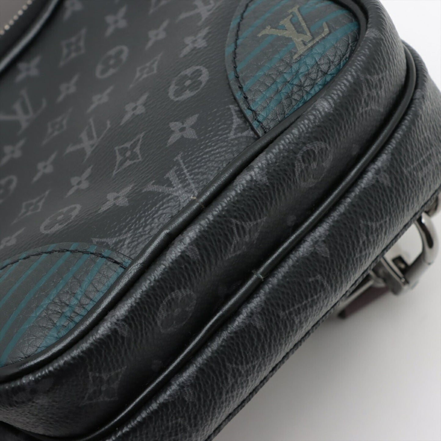 Louis Vuitton Black Leather Coated Canvas Shoulder Bag