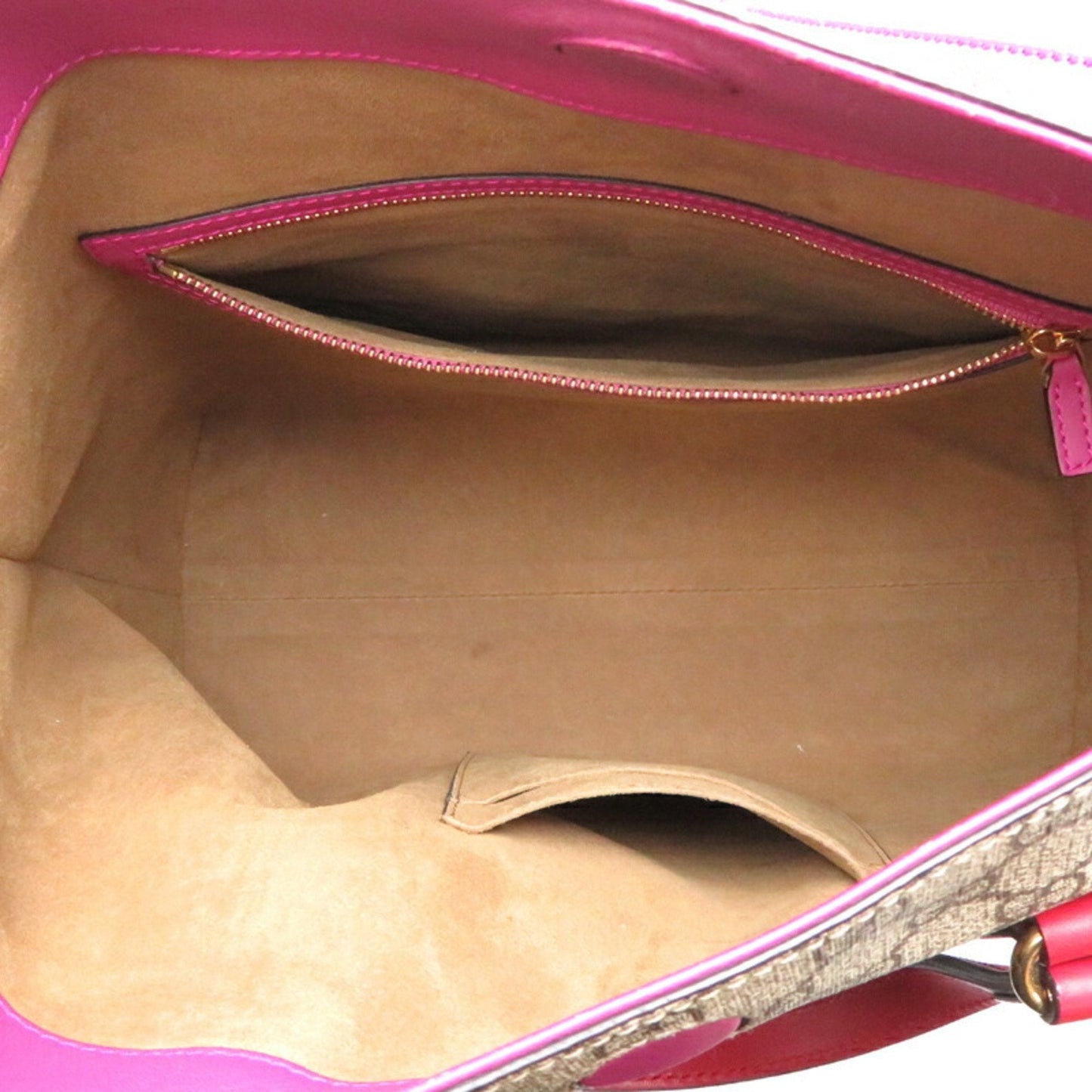 Gucci Beige Pink Gg Supreme Leather Shoulder Bag