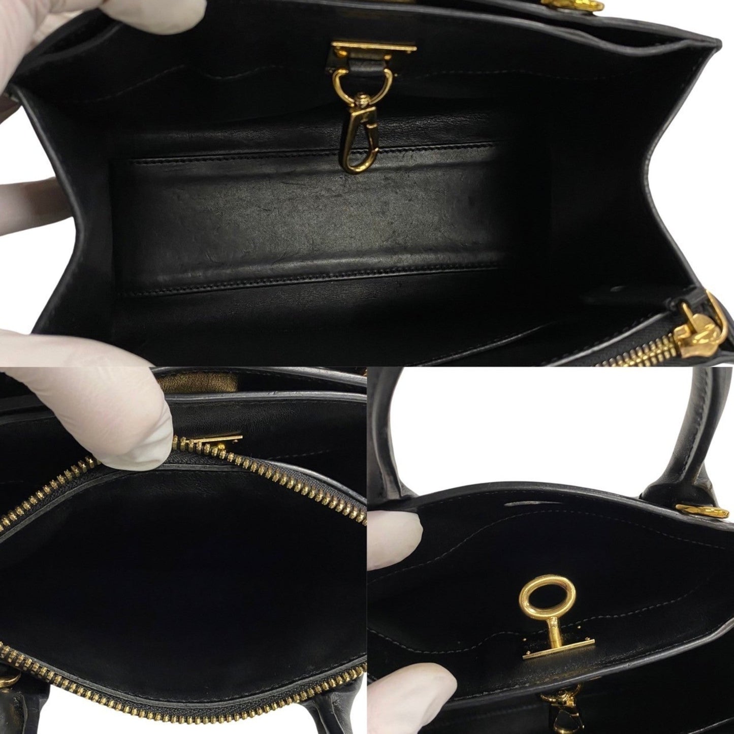 Louis Vuitton Black Leather Handbag Shoulder Bag