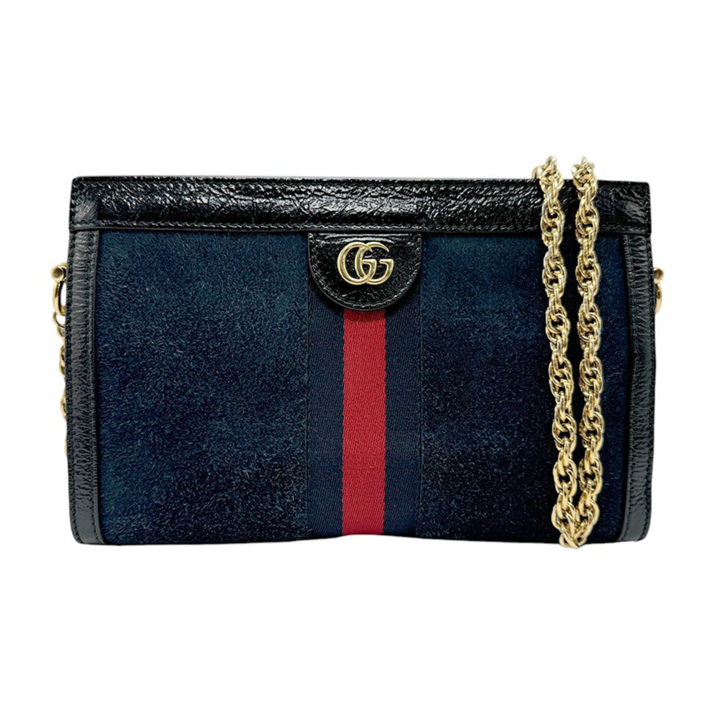 Gucci Navy Red Color Suede Leather Shoulder Bag ()