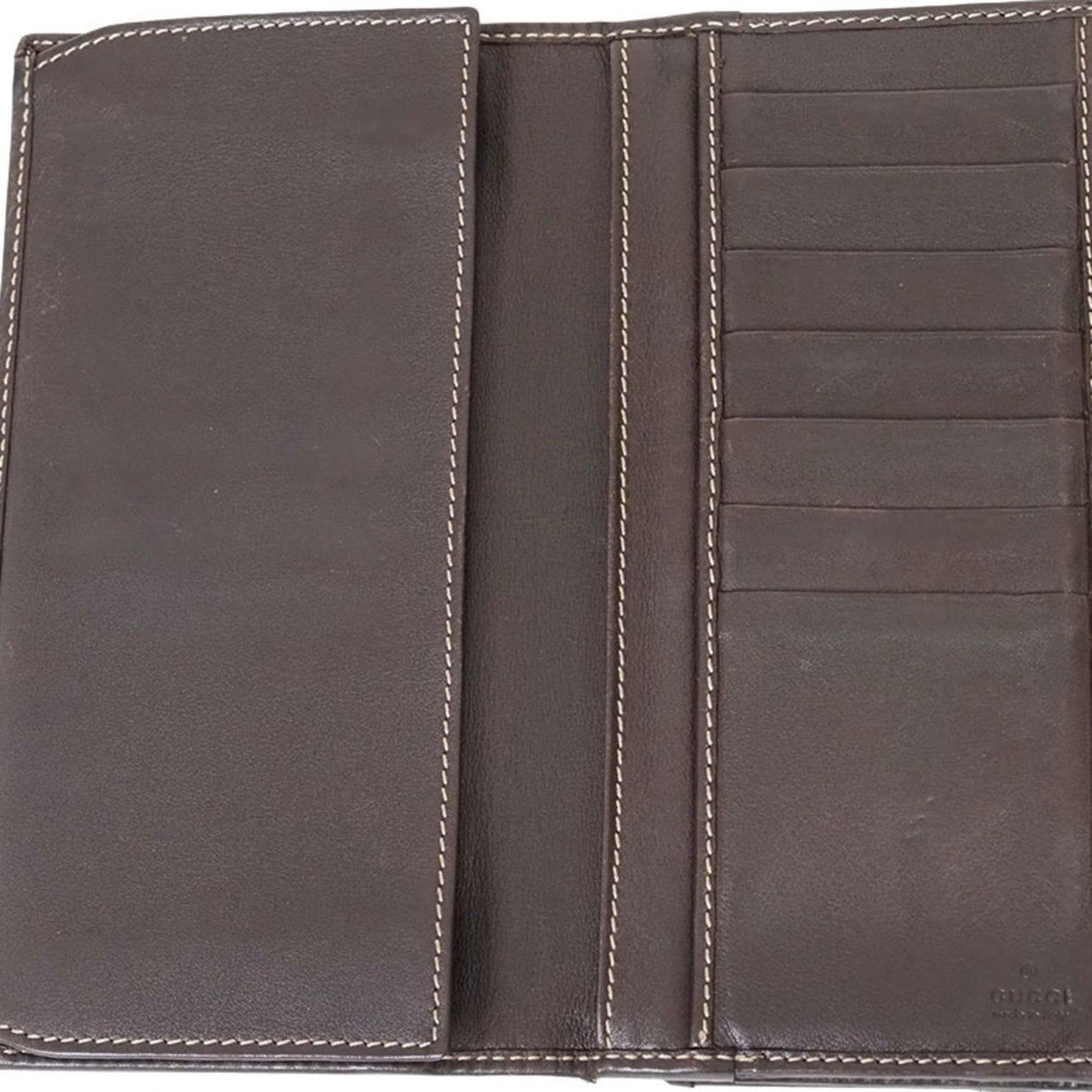 Gucci Brown Canvas Leather Long Wallet (Bi-Fold)