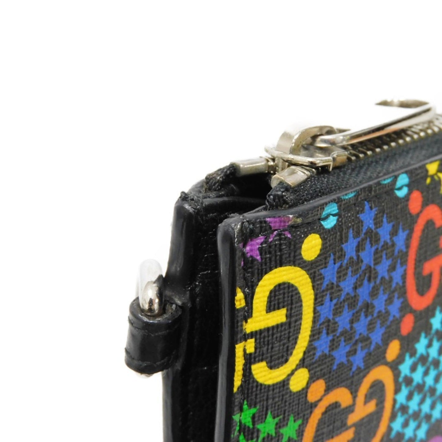 Gucci Black Multi-Color Canvas Leather Clutch Bag Pouch