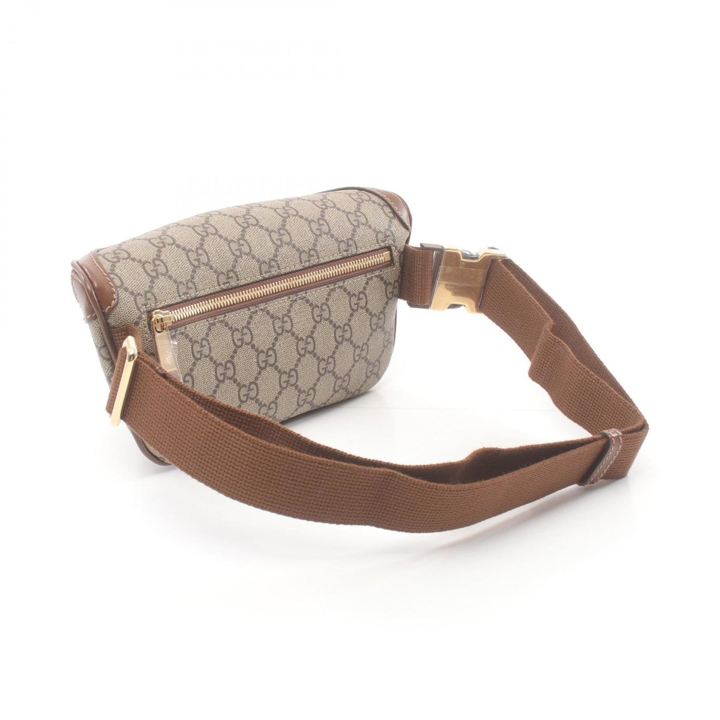 Gucci Beige Brown Coated Canvas Leather Fanny Pack