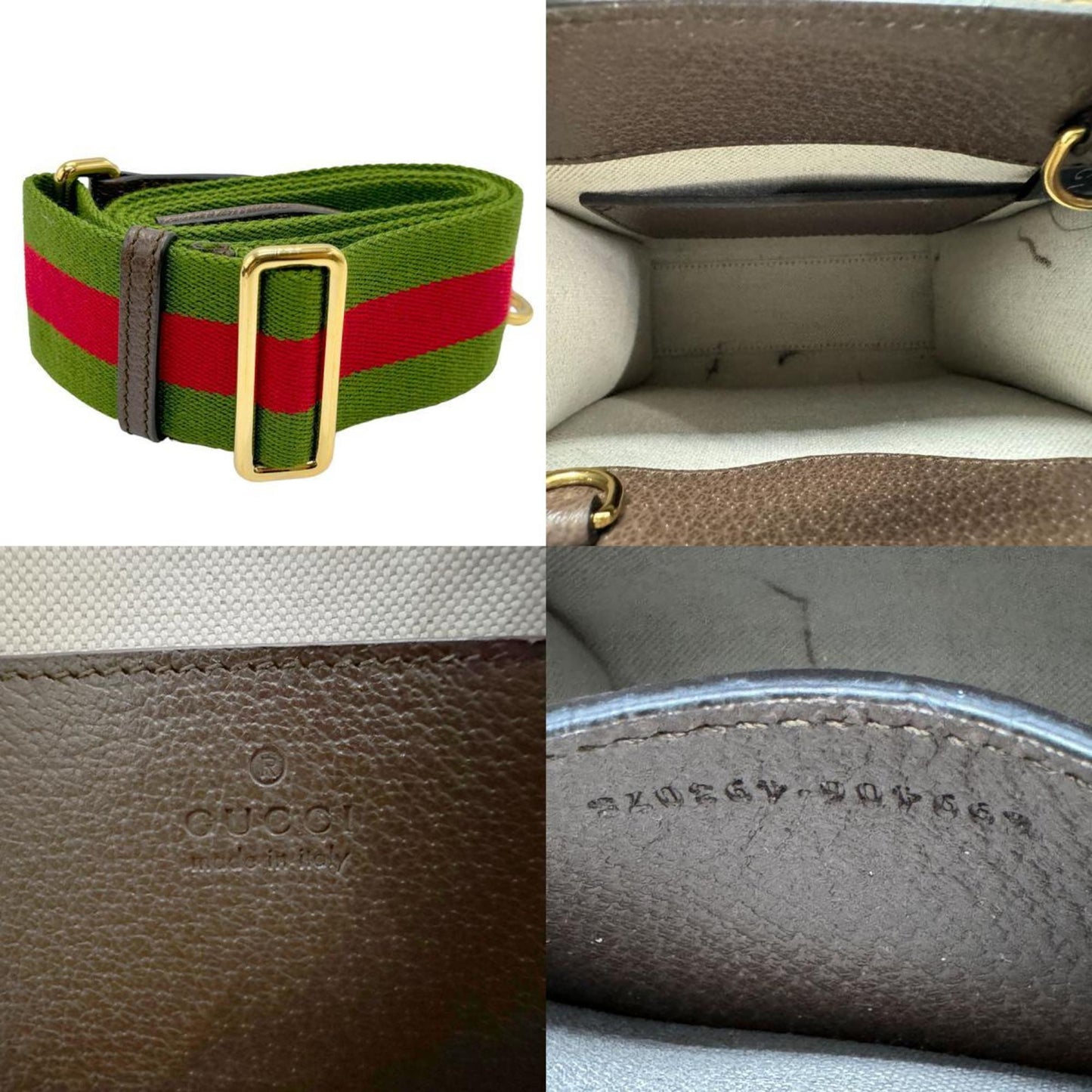 Gucci Brown Canvas Leather Handbag Shoulder Bag