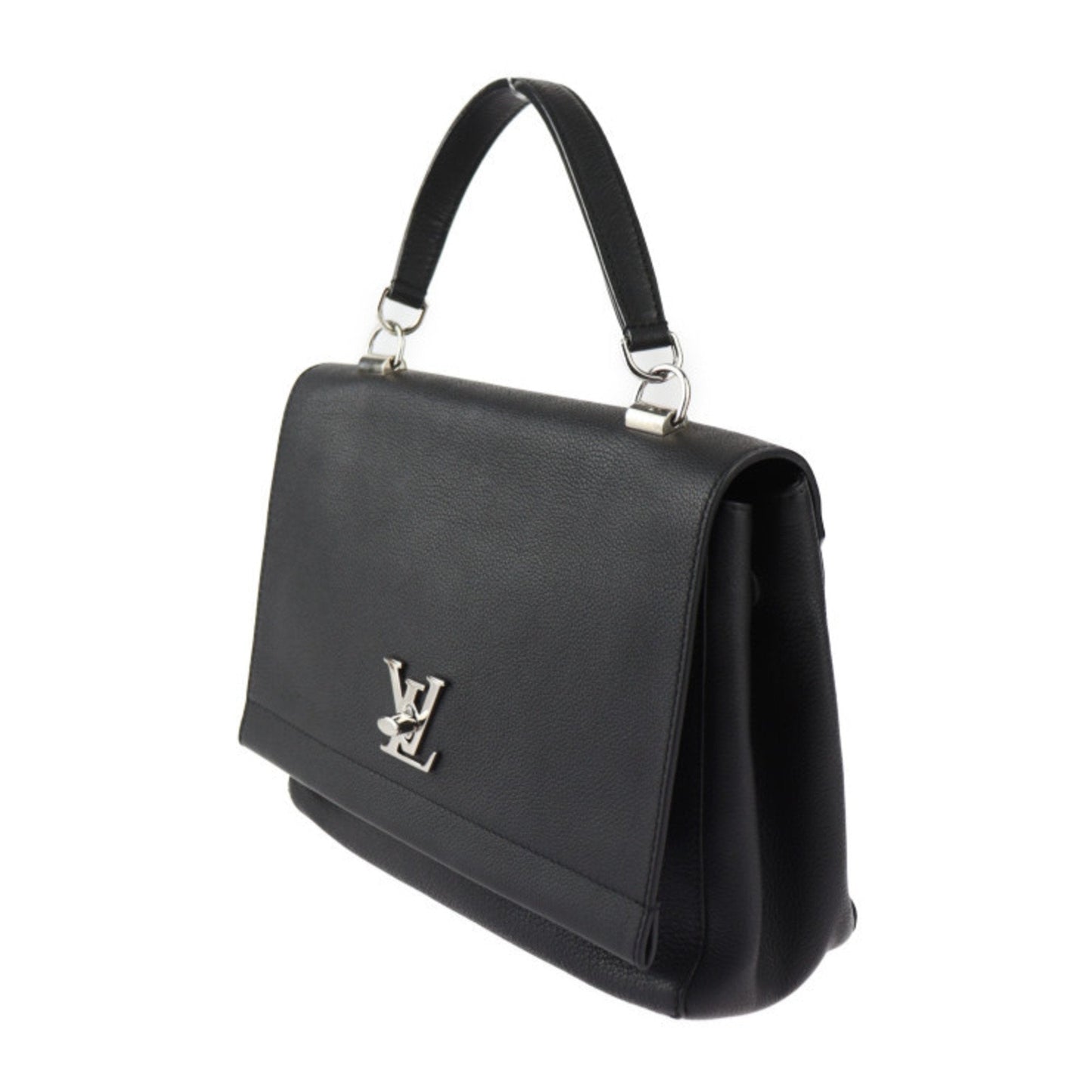 Louis Vuitton Black Leather Handbag Shoulder Bag Tote Bag