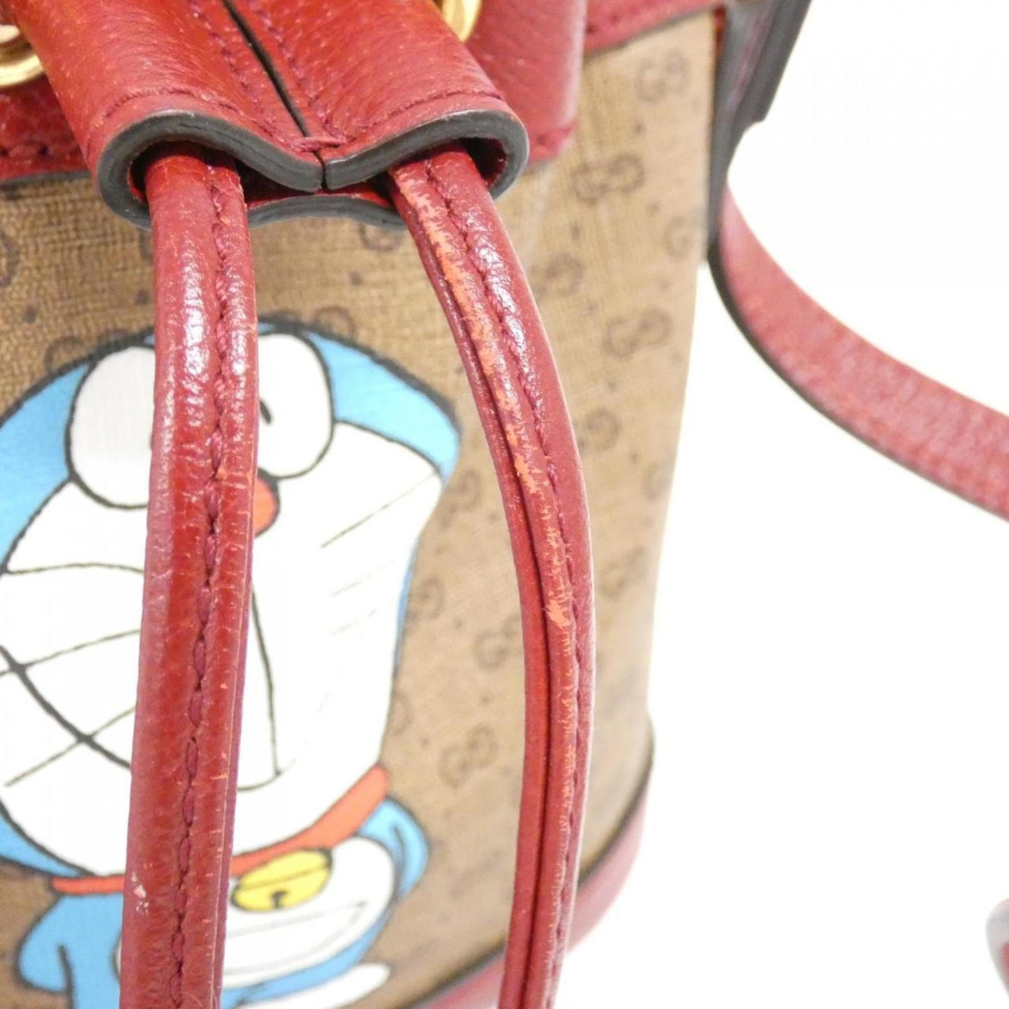 Gucci Beige Cherry Red Gg Supreme Leather Shoulder Bag