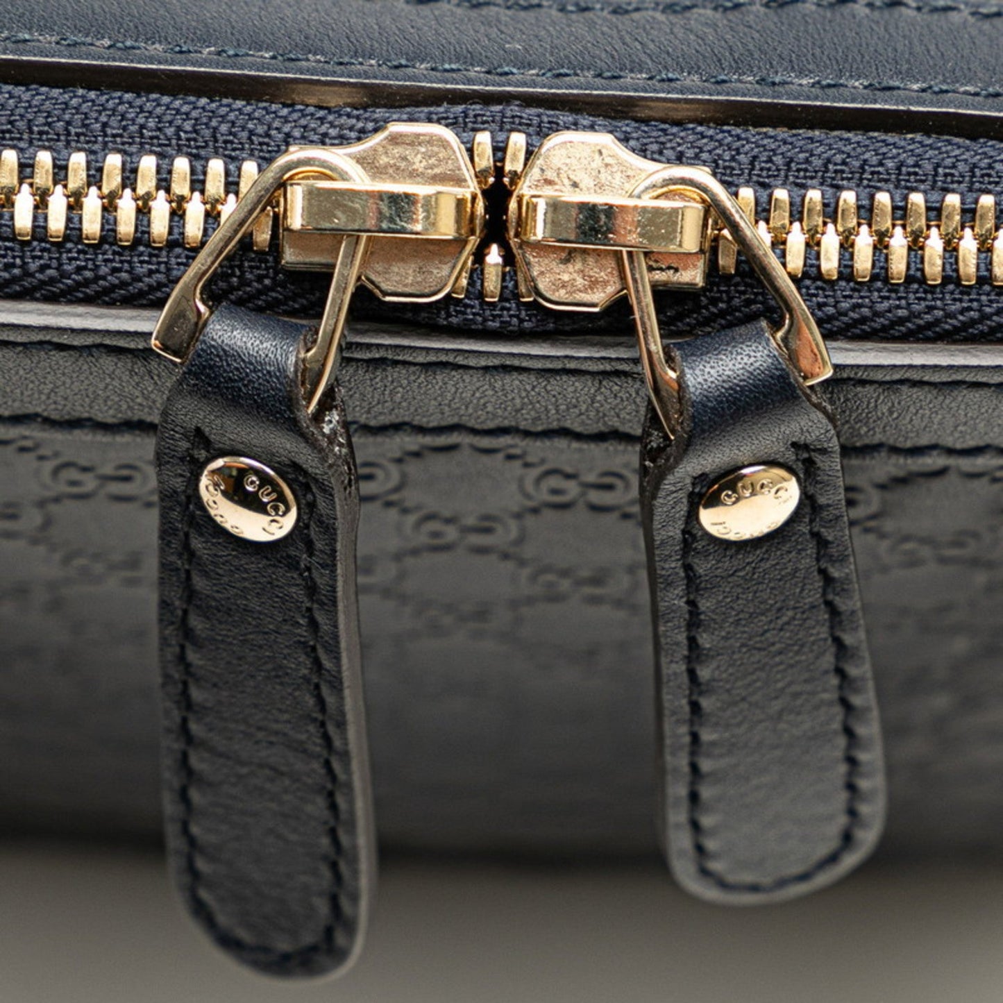 Gucci Gold Navy Leather Handbag Shoulder Bag