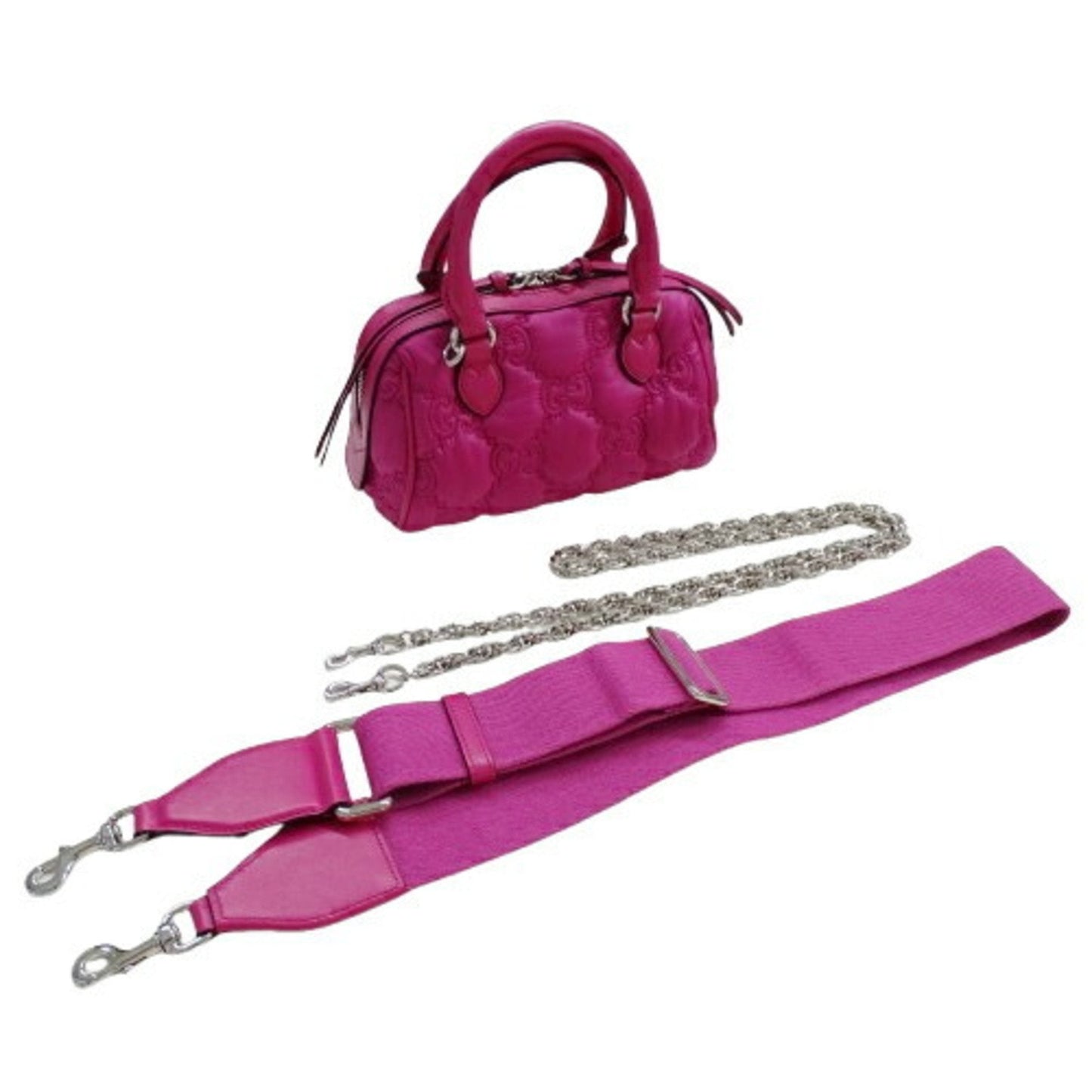 Gucci Pink Nylon Leather Handbag Shoulder Bag
