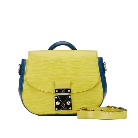 Louis Vuitton Dark Blue Yellow Leather Handbag Shoulder Bag ()