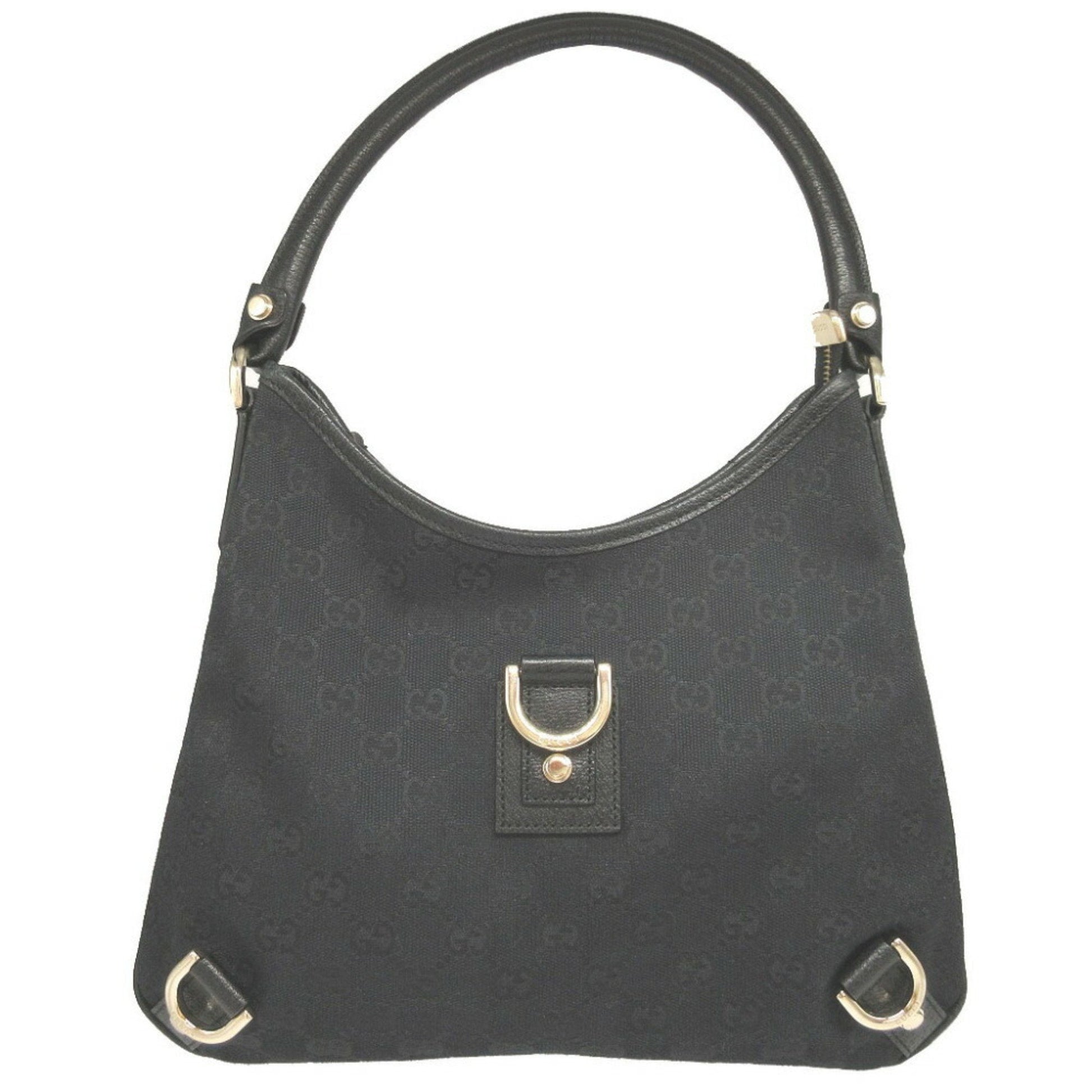 Gucci Abbey Black Gg Canvas Leather Shoulder Bag ()