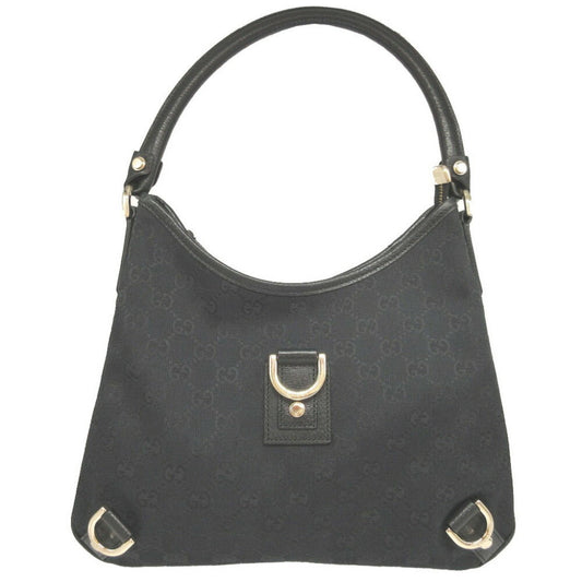 Gucci Abbey Black Gg Canvas Leather Shoulder Bag ()
