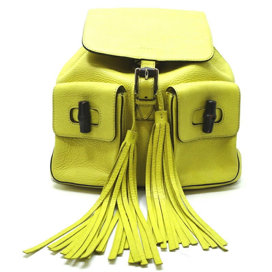 Gucci Yellow Gg Canvas Leather Backpack ()