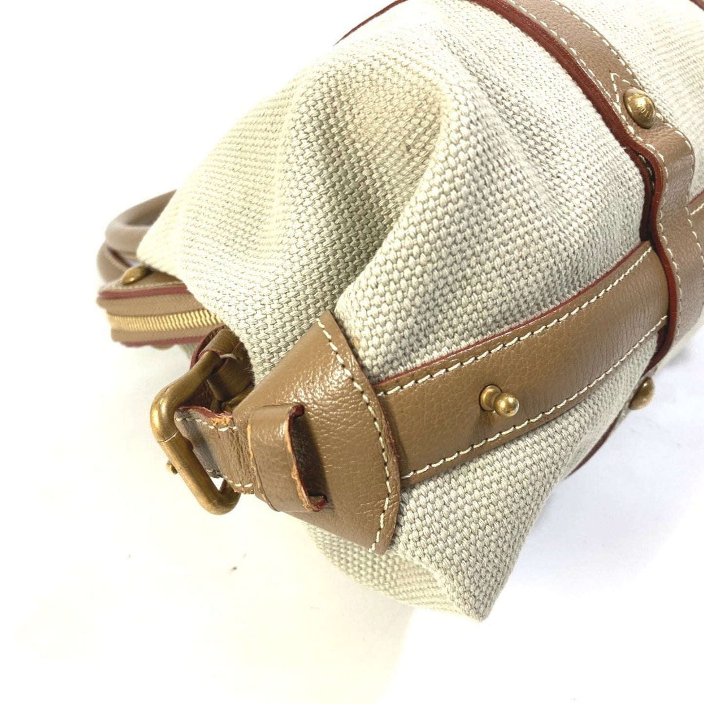 Louis Vuitton Beige Canvas Leather Handbag Shoulder Bag