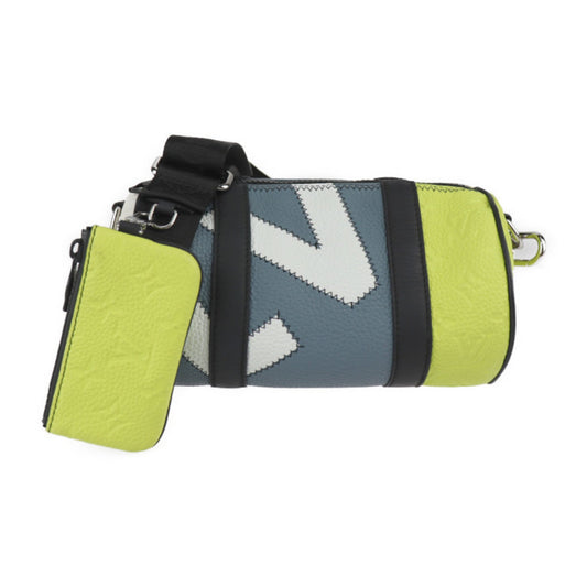 Louis Vuitton Gray White Yellow Leather Handbag Shoulder Bag ()