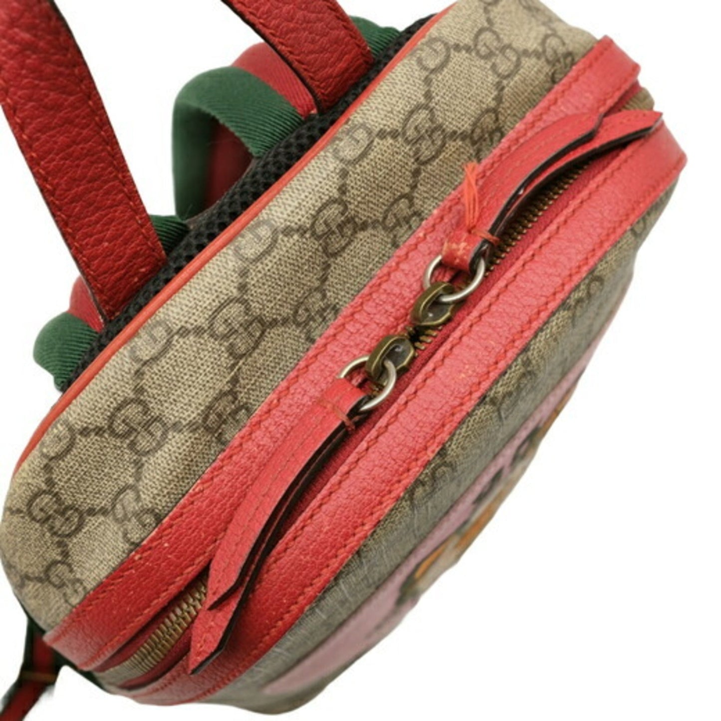 Gucci Beige Pink Red Color Gg Supreme Leather Backpack
