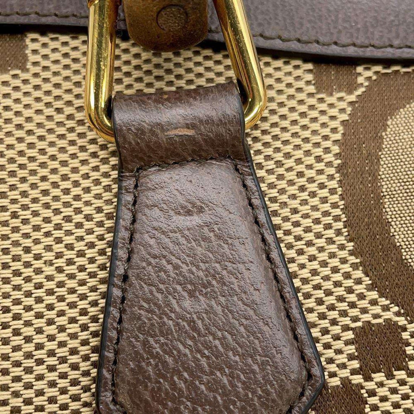 Gucci Beige Brown Canvas Leather Shoulder Bag Tote Bag