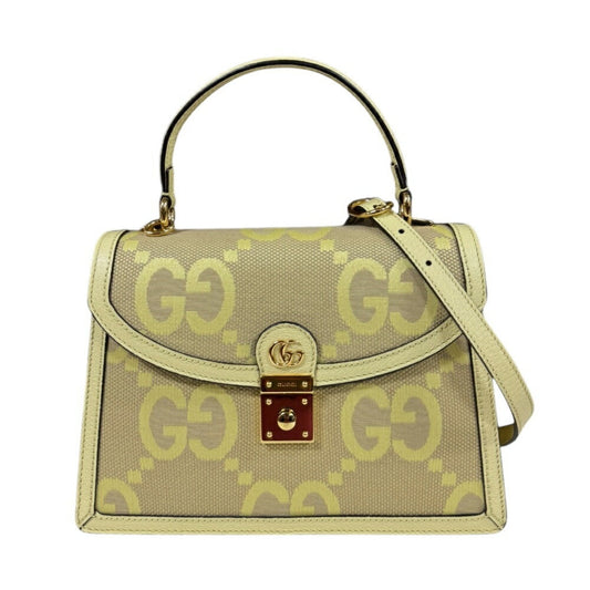 Gucci Yellow Canvas Leather Handbag Shoulder Bag ()