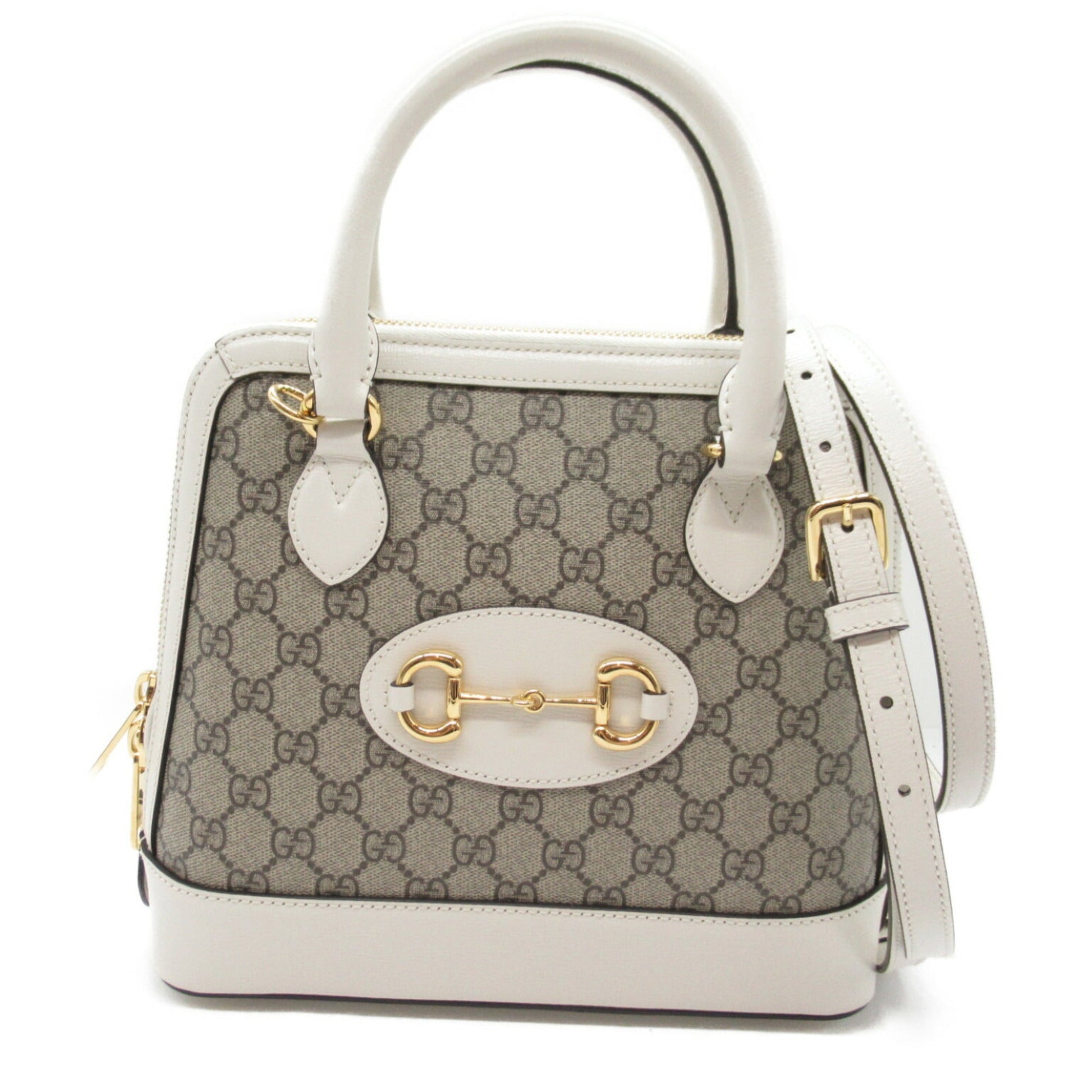 Gucci Beige White Coated Canvas Leather Shoulder Bag ()