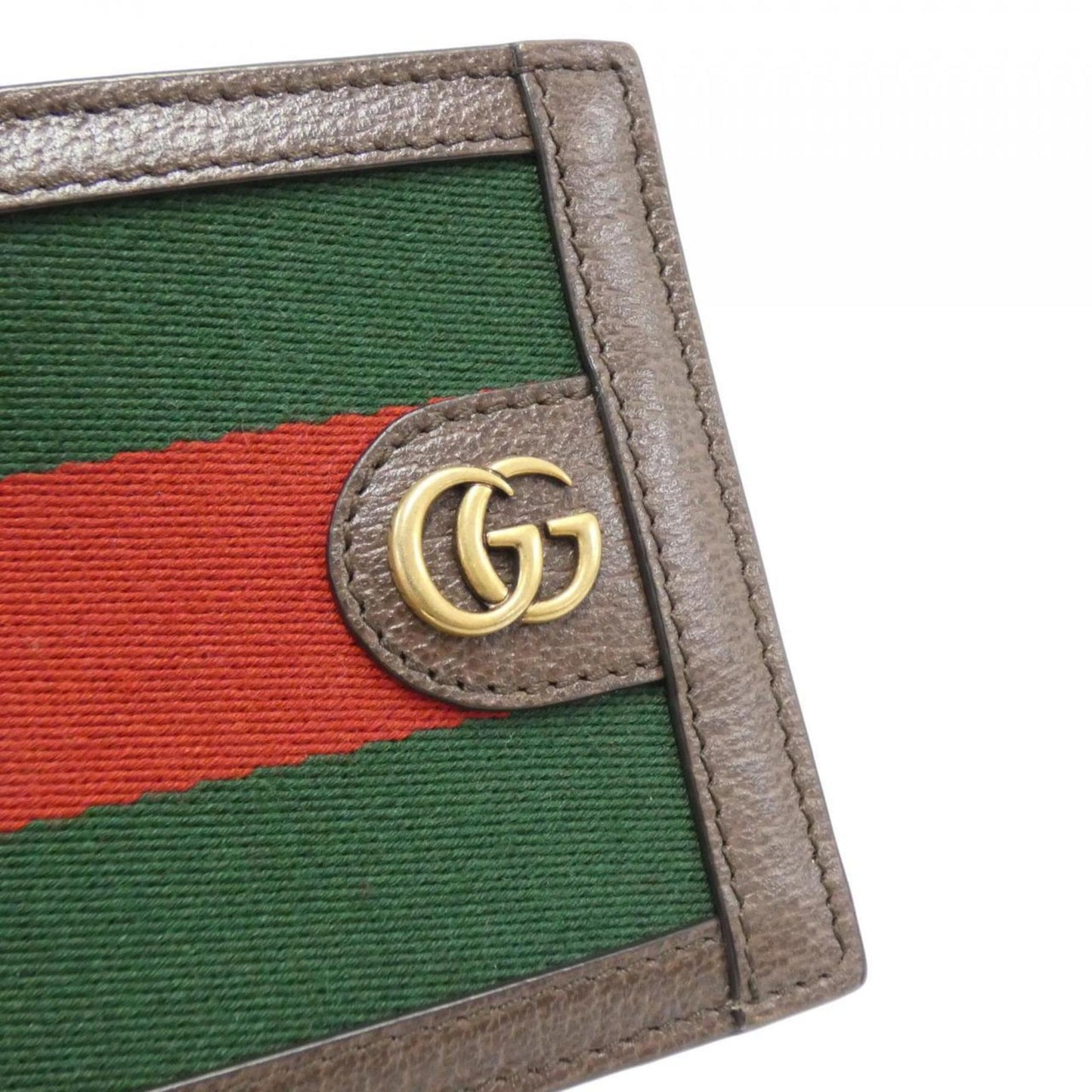 Gucci Brown Green Red Color Leather Wallet (Bi-Fold)