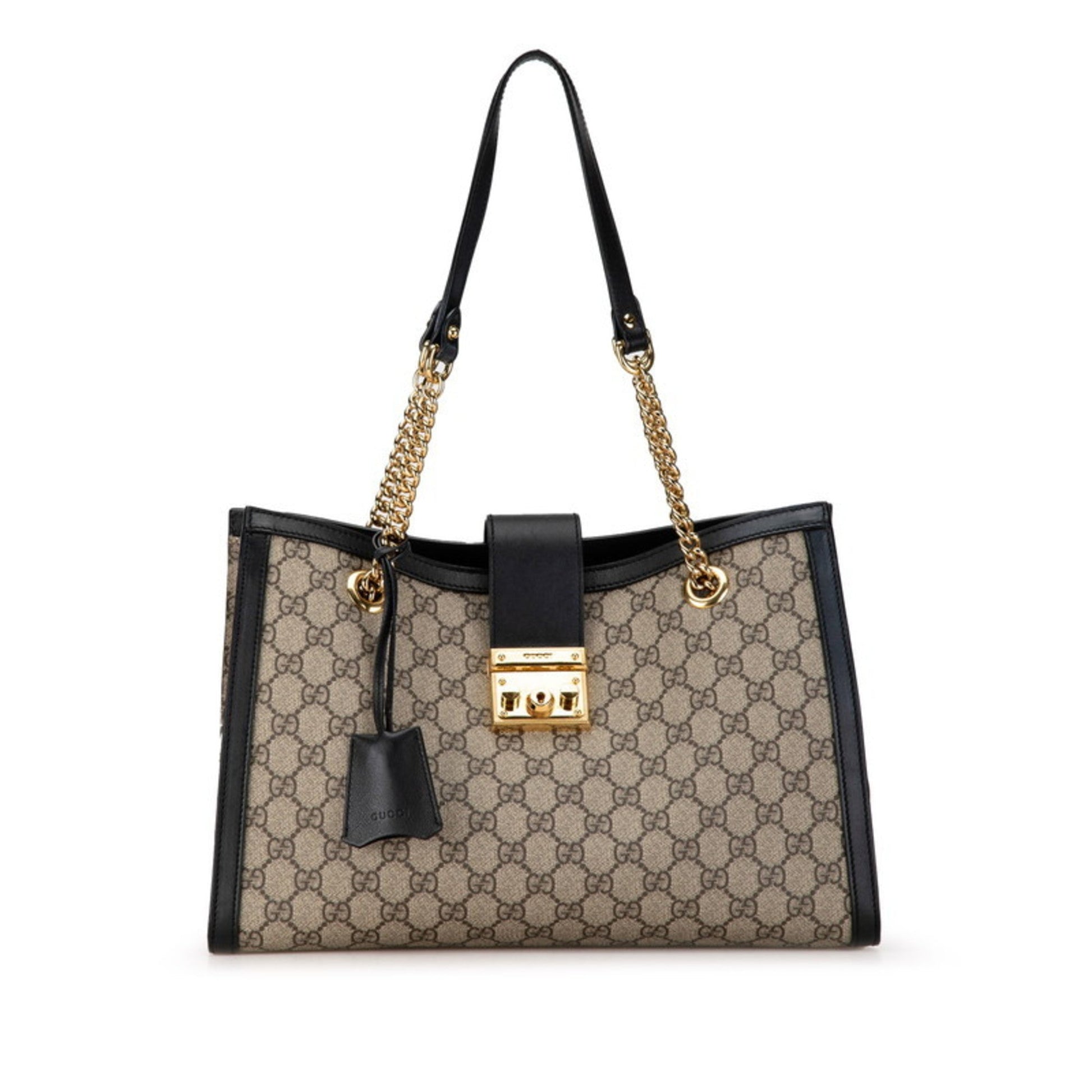 Gucci Beige Black Gg Supreme Leather Shoulder Bag Tote Bag ()