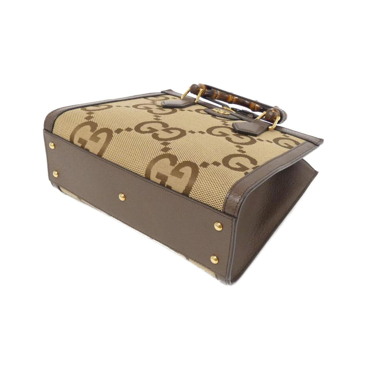 Gucci Brown Camel Gg Canvas Leather Handbag