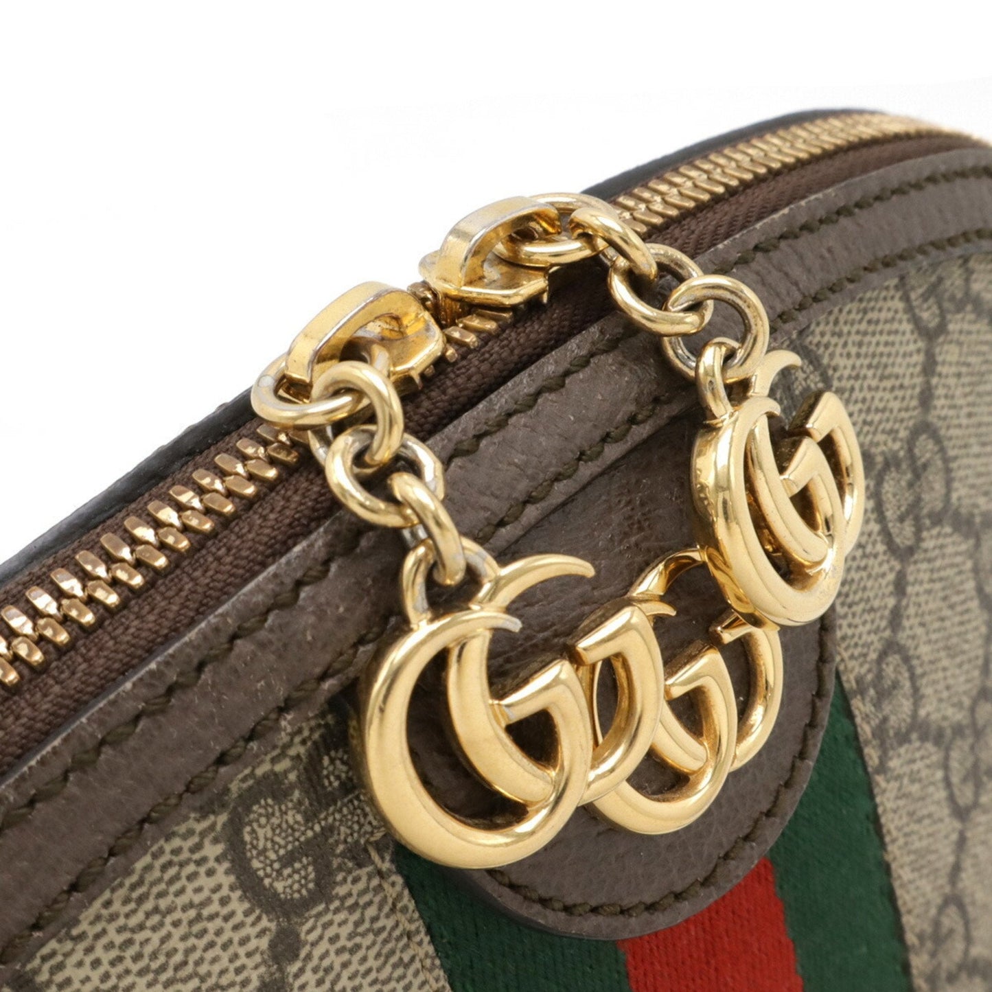 Gucci Sherry Line Beige Brown Green Red Color Pvc Leather Pochette Shoulder Bag