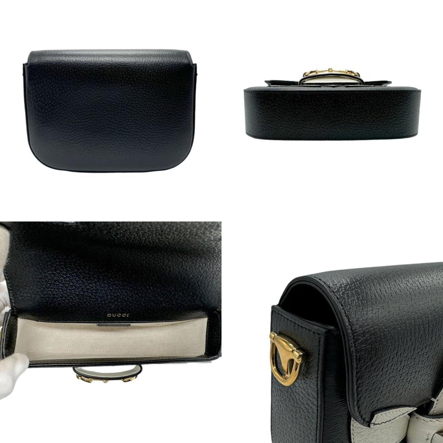Gucci Black White Leather Shoulder Bag