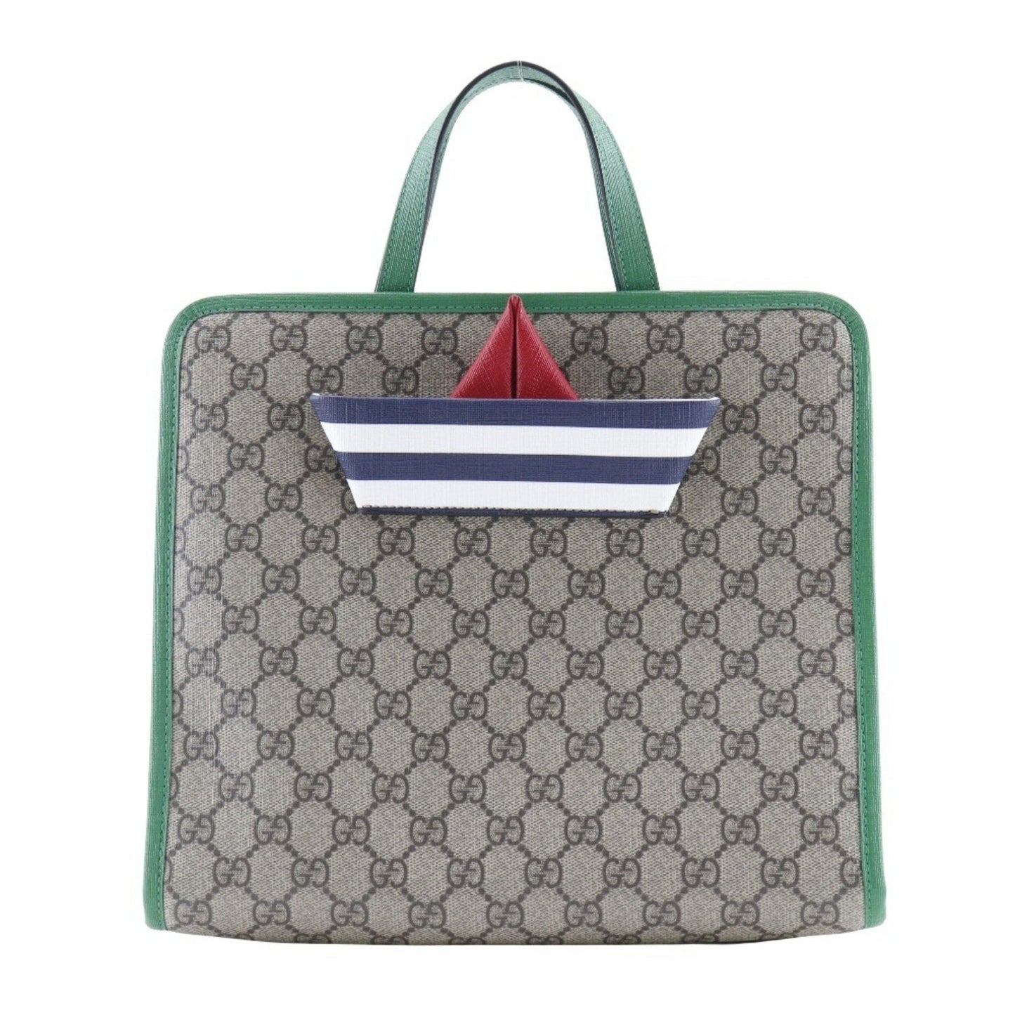 Gucci Brown Green Gg Supreme Canvas Handbag Tote Bag ()