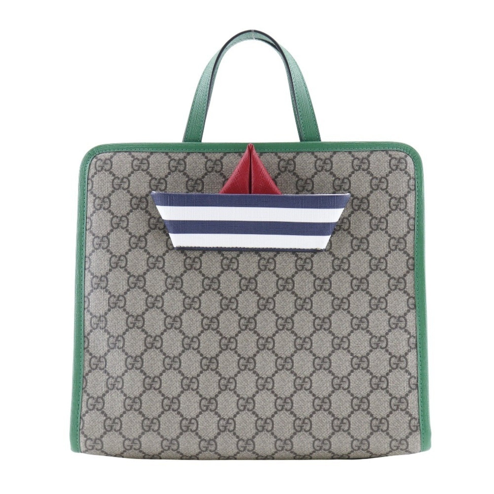 Gucci Brown Green Gg Supreme Canvas Handbag Tote Bag ()