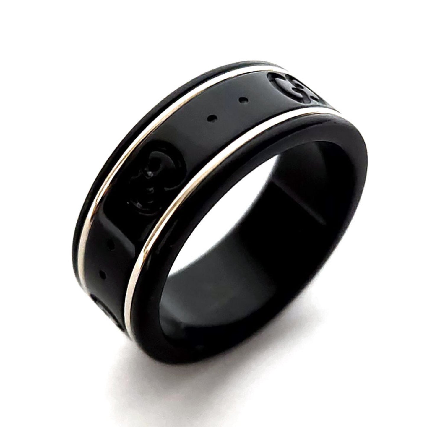 Gucci Black Silver White Gold (18K) Band Ring