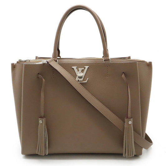 Louis Vuitton Brown Leather Handbag Shoulder Bag Tote Bag ()