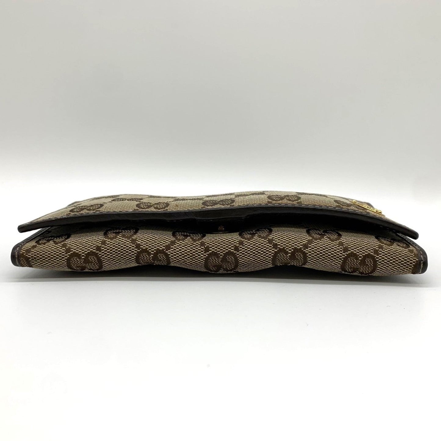 Gucci Brown Gg Canvas Leather Long Wallet (Bi-Fold)
