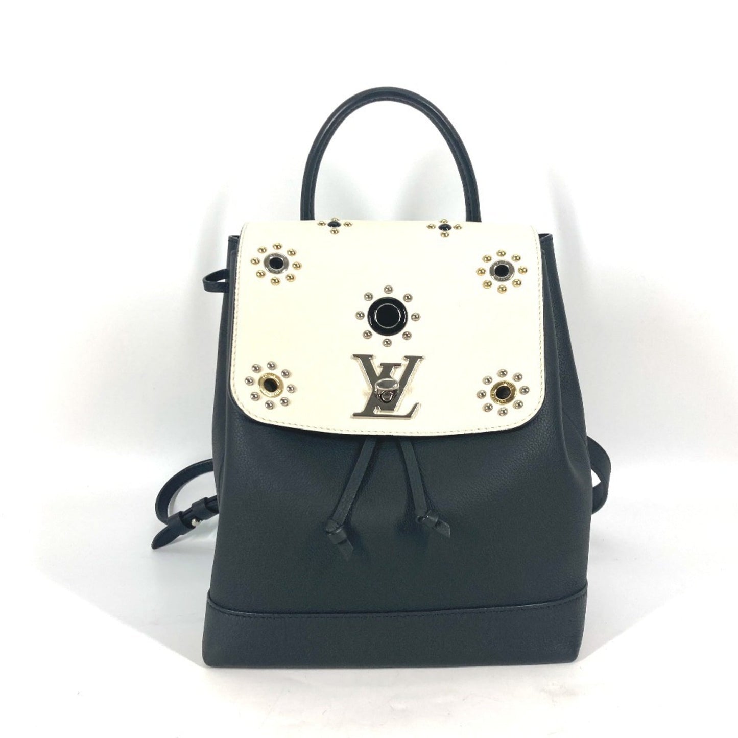 Louis Vuitton Black White Leather Backpack ()