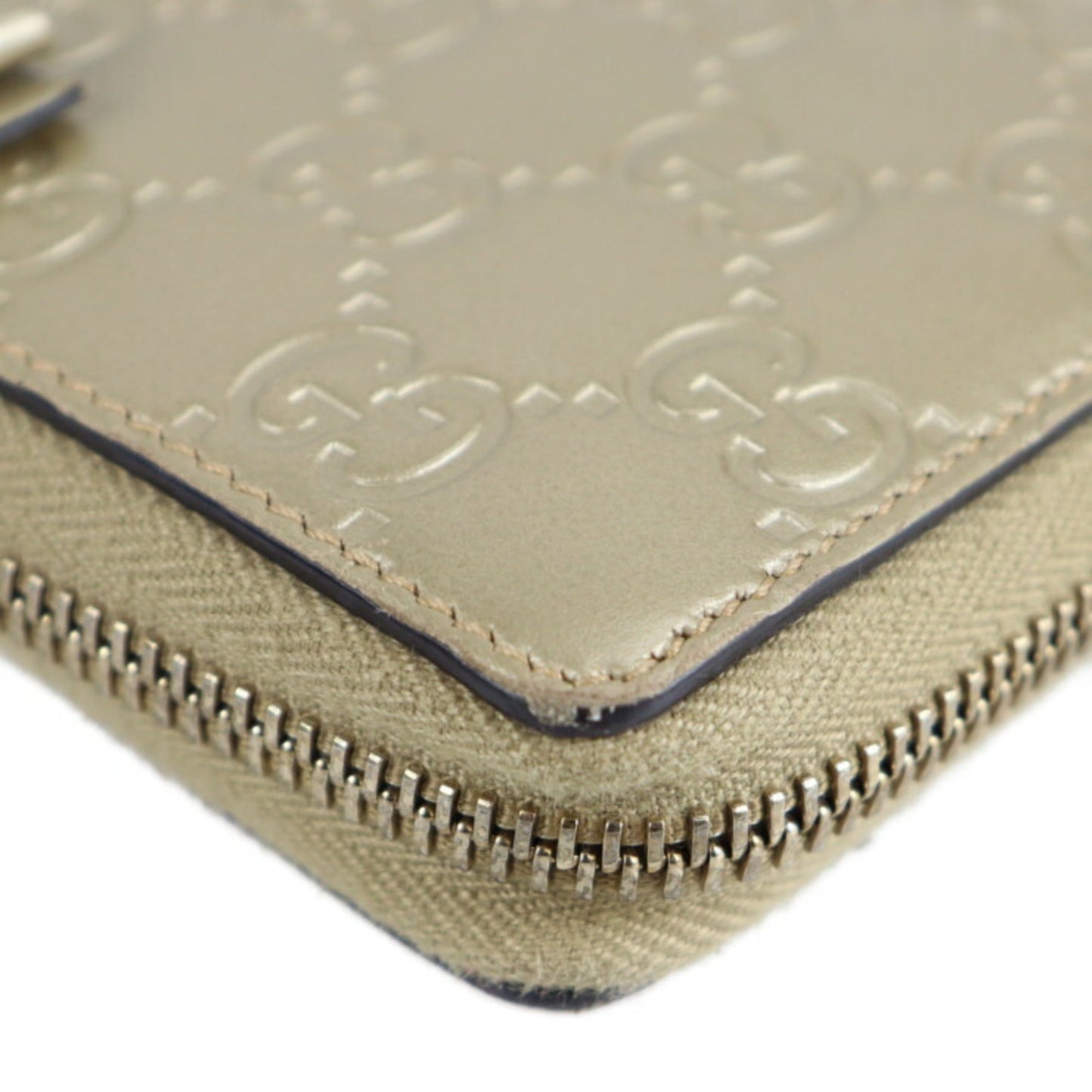 Gucci Champagne Gold Leather Coin Purse/Coin Case