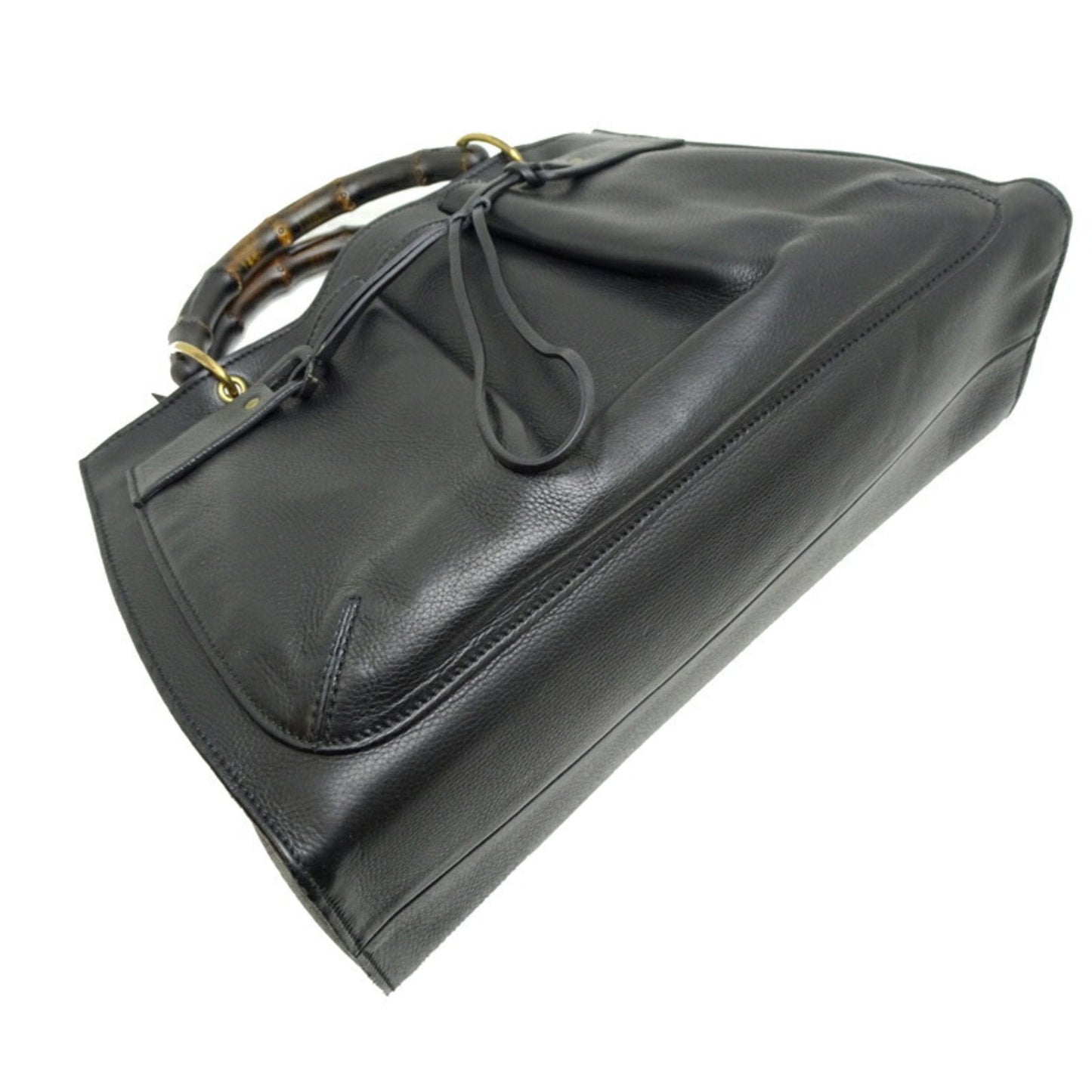 Gucci Black Bamboo Leather Handbag Tote Bag